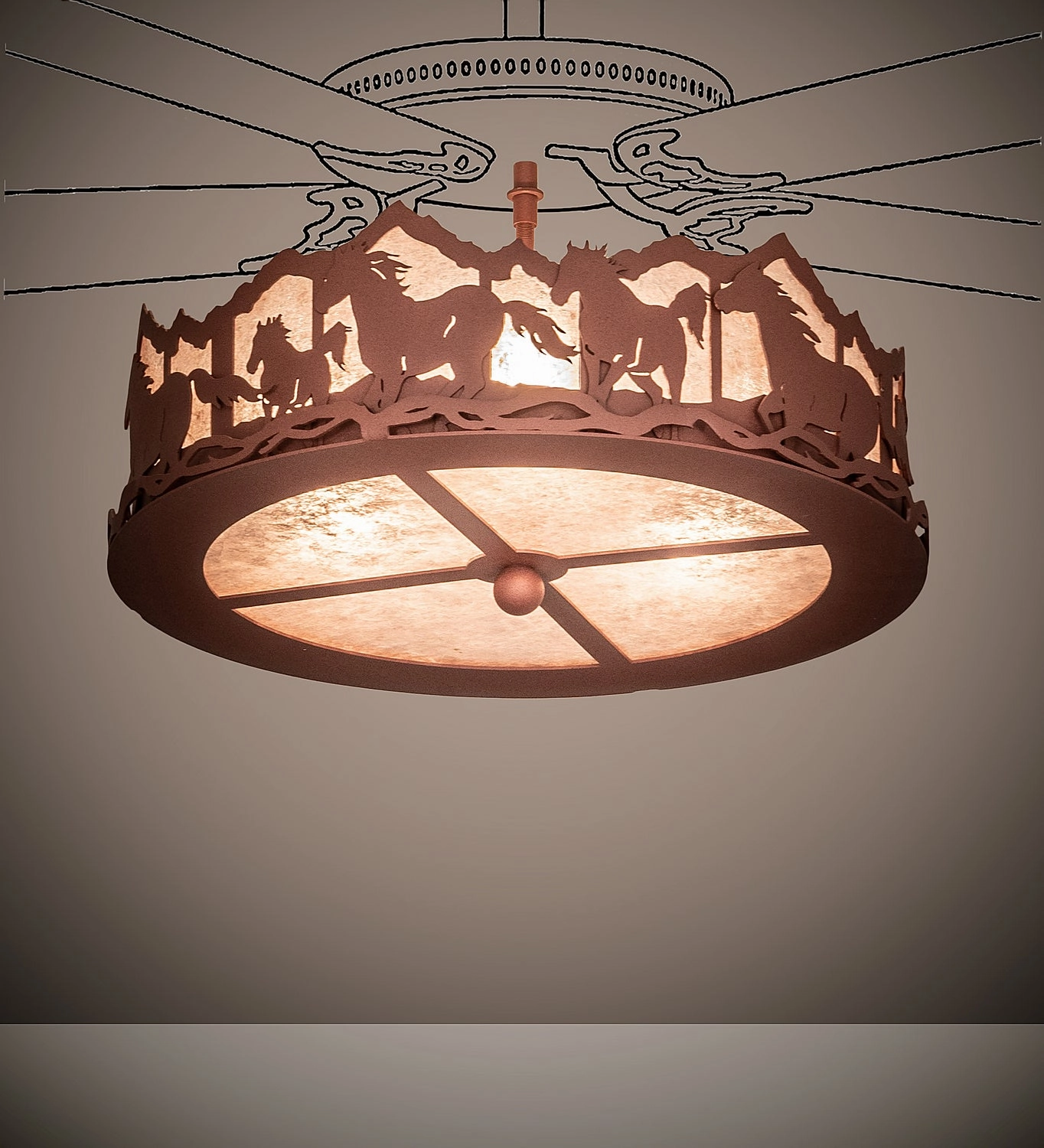 Running Horses LED Fan Light Fixture