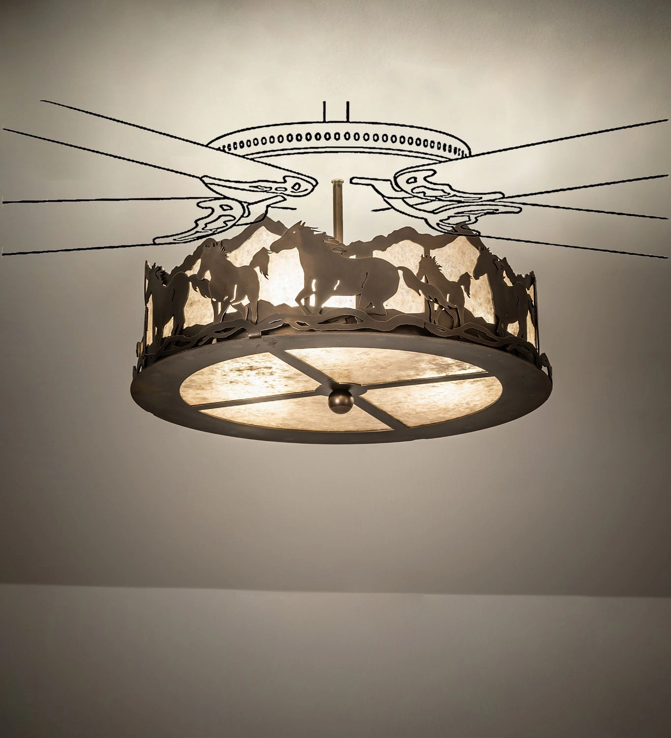 Running Horses LED Fan Light