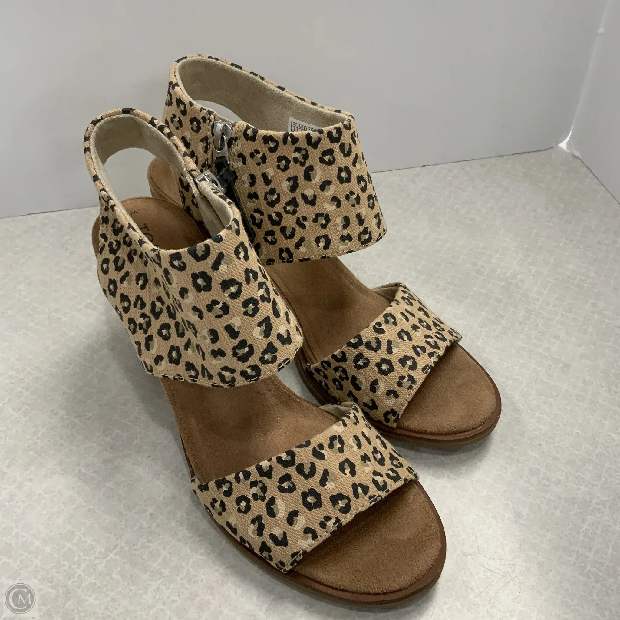Sandals Heels Block By Toms In Animal Print, Size: 6