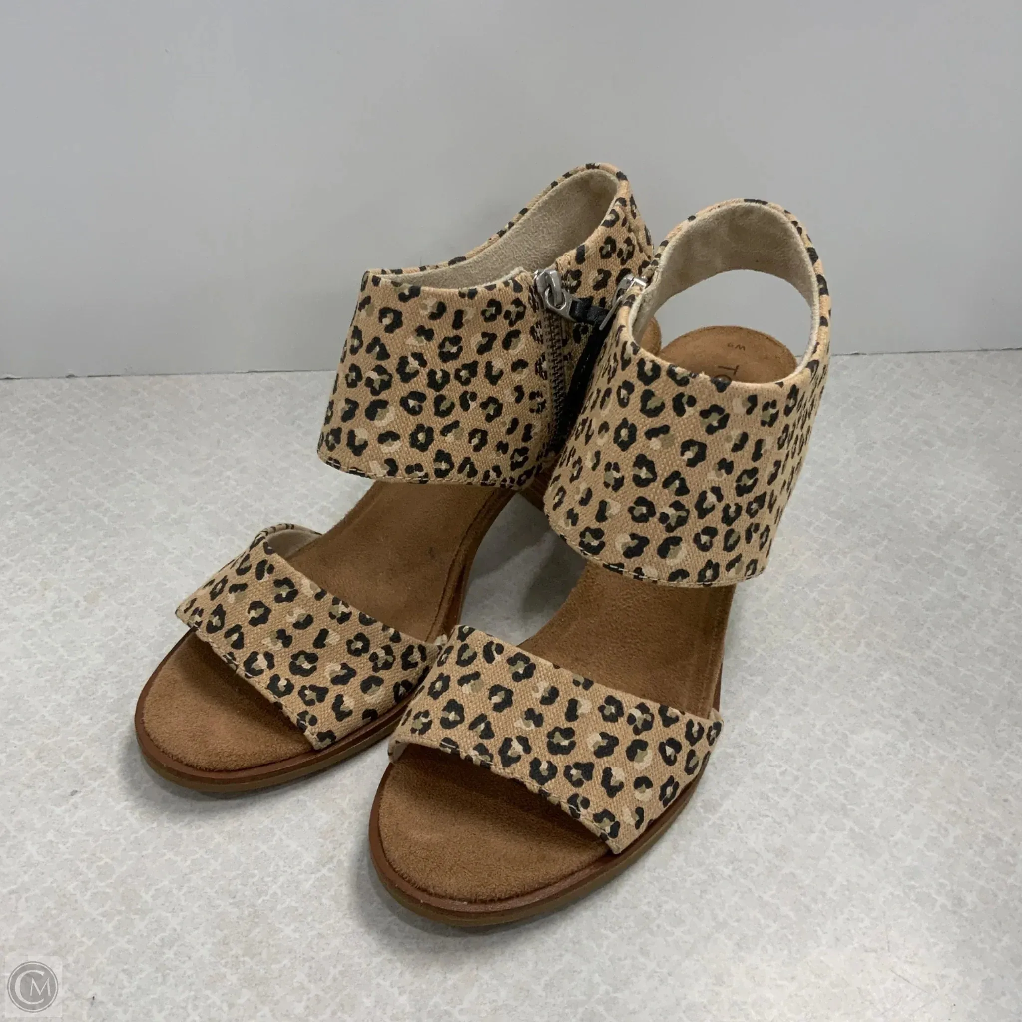 Sandals Heels Block By Toms In Animal Print, Size: 6