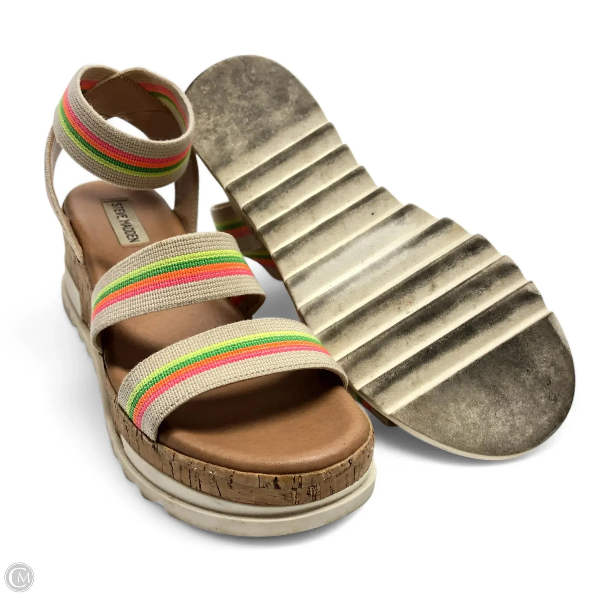 Sandals Heels Platform By Steve Madden In Multi-colored, Size: 8.5
