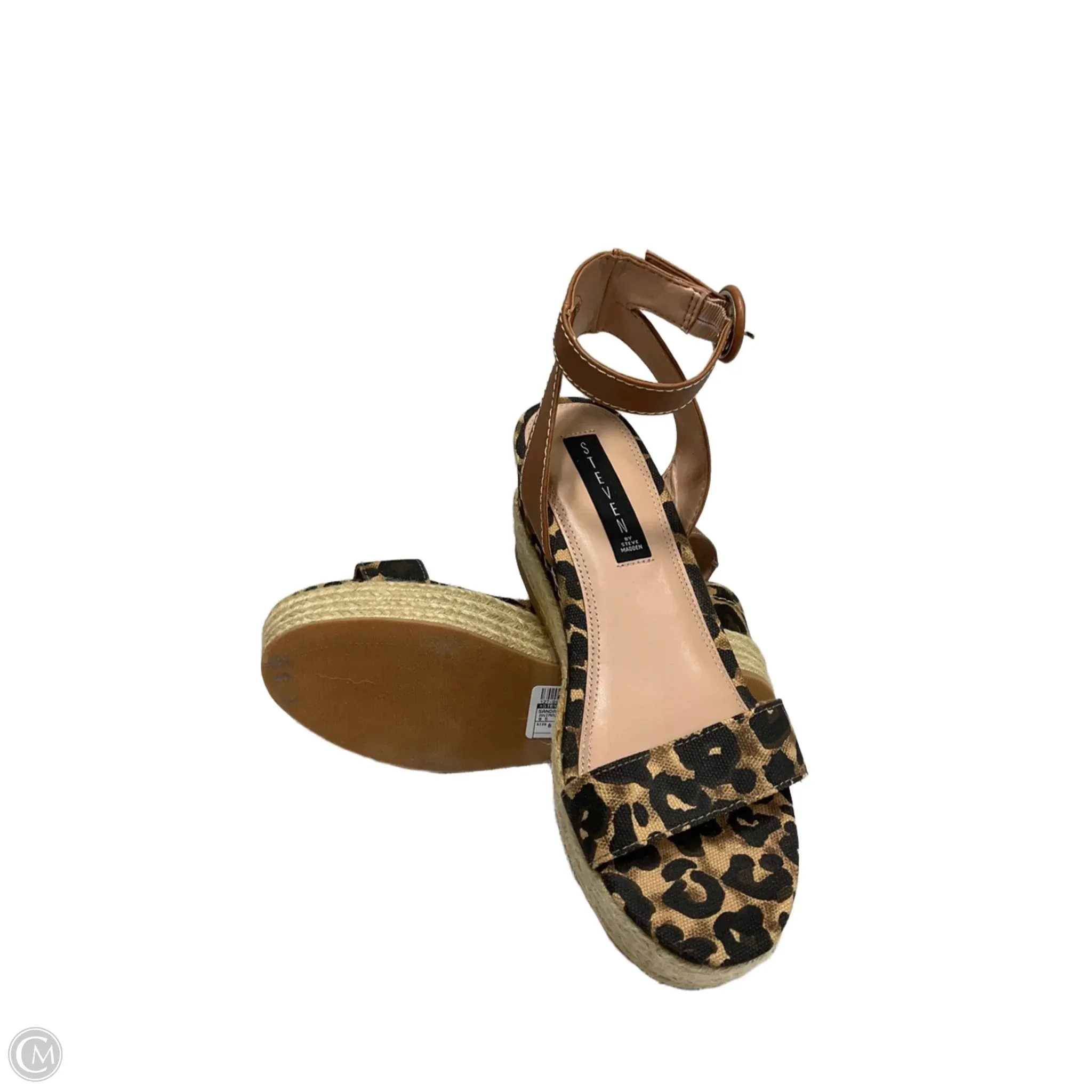 Sandals Heels Wedge By Steve Madden In Animal Print, Size: 8.5