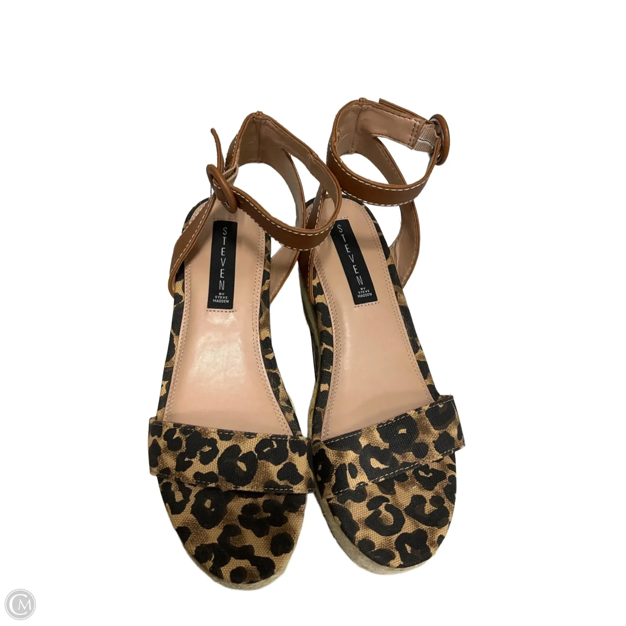 Sandals Heels Wedge By Steve Madden In Animal Print, Size: 8.5