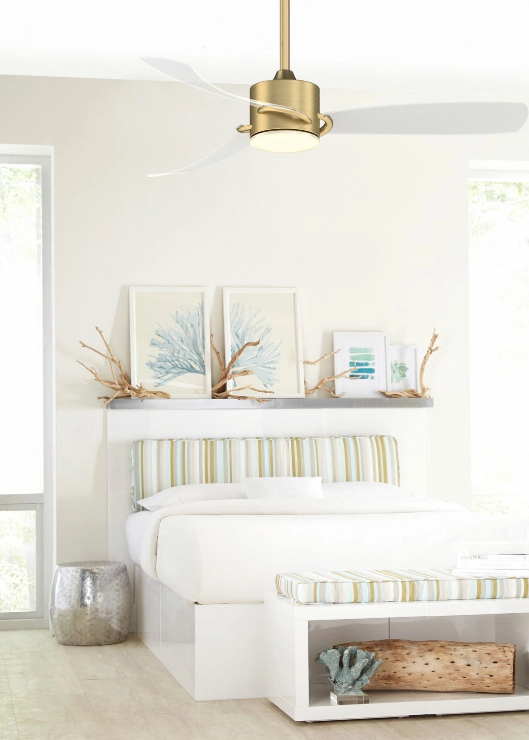 SculptAire 52"Ceiling Fan Brushed Satin Brass