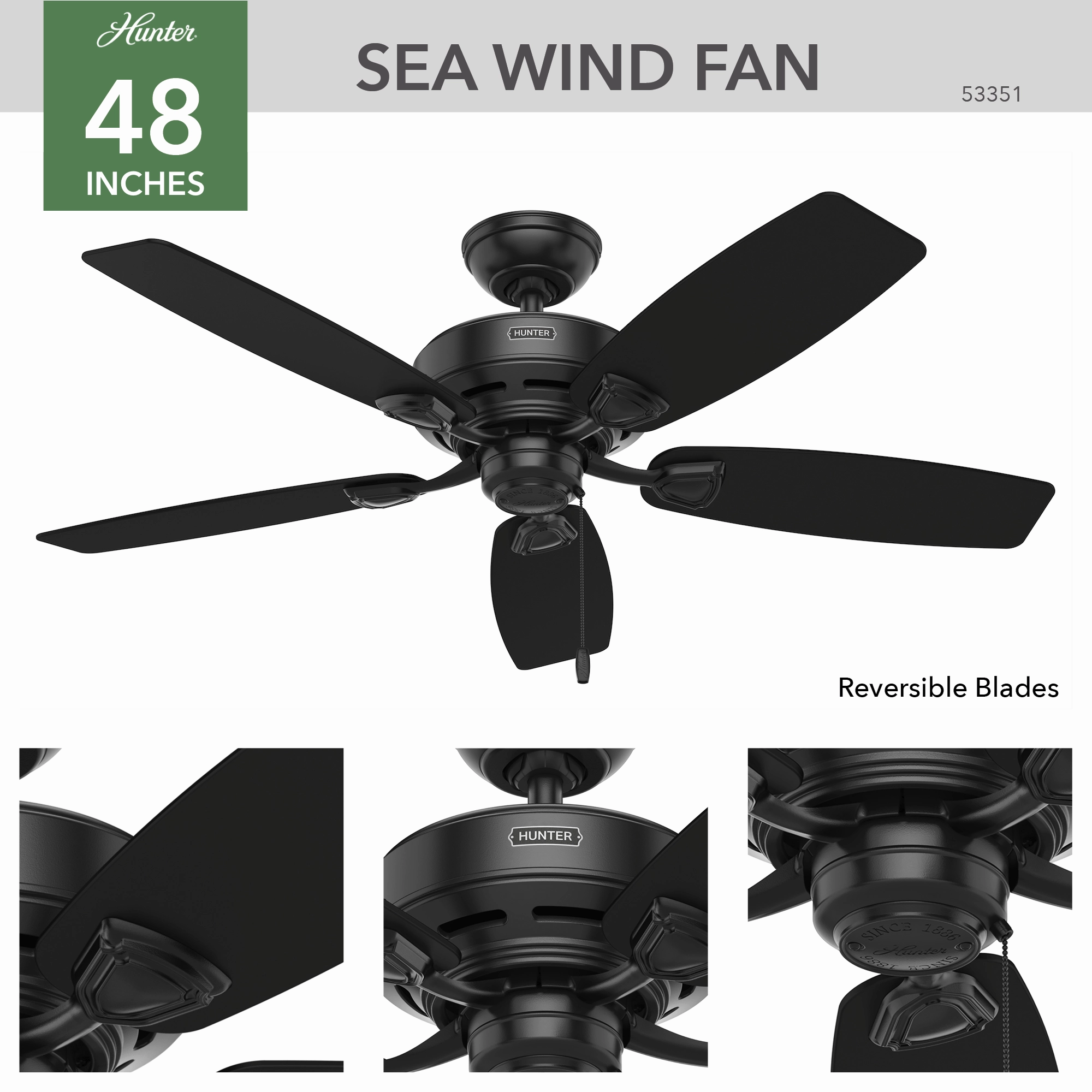 Sea Wind 48"Ceiling Fan Matte Black