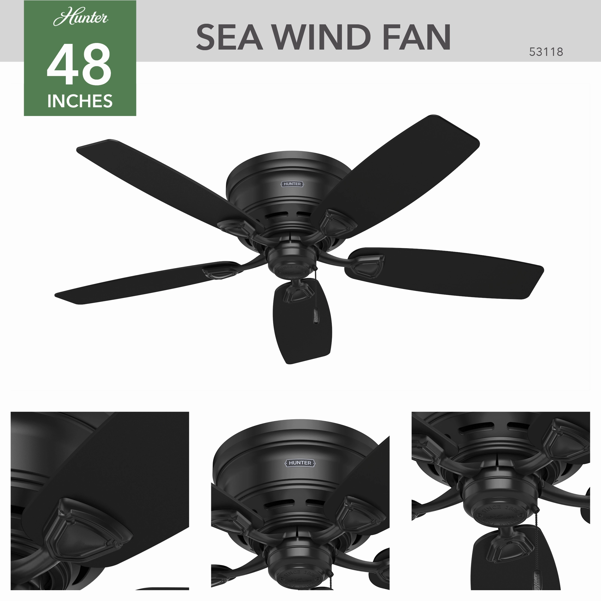 Sea Wind 48"Ceiling Fan Matte Black