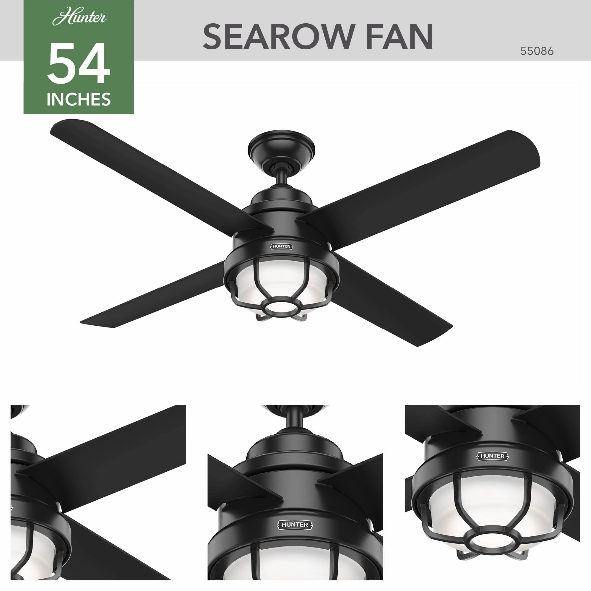 Searow 54"Ceiling Fan Matte Black