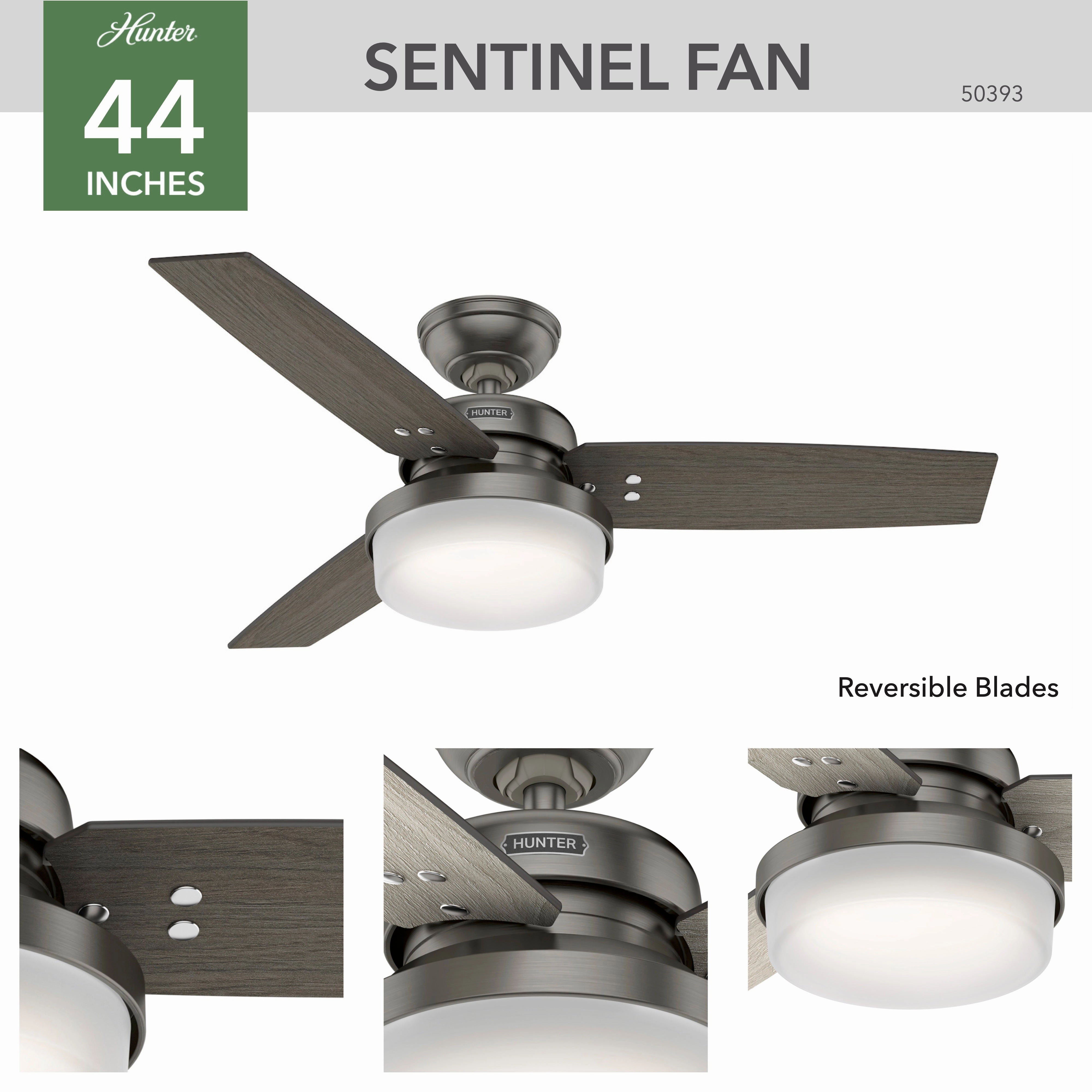 Sentinel 44"Ceiling Fan Brushed Slate