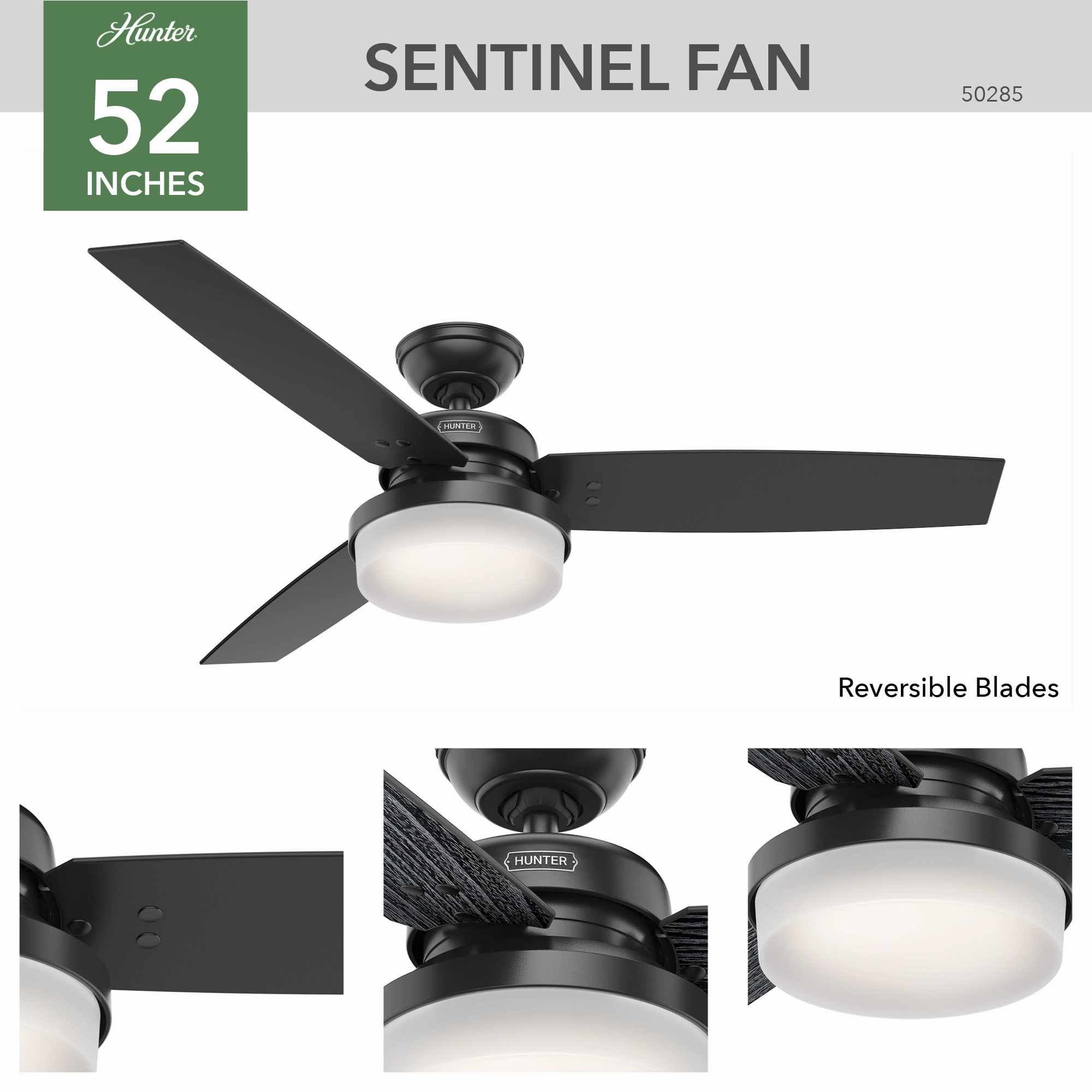 Sentinel 52"Ceiling Fan Matte Black