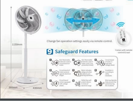 Sharp PJ-H16DE-W Plasmacluster Ion Electric Stand Fan