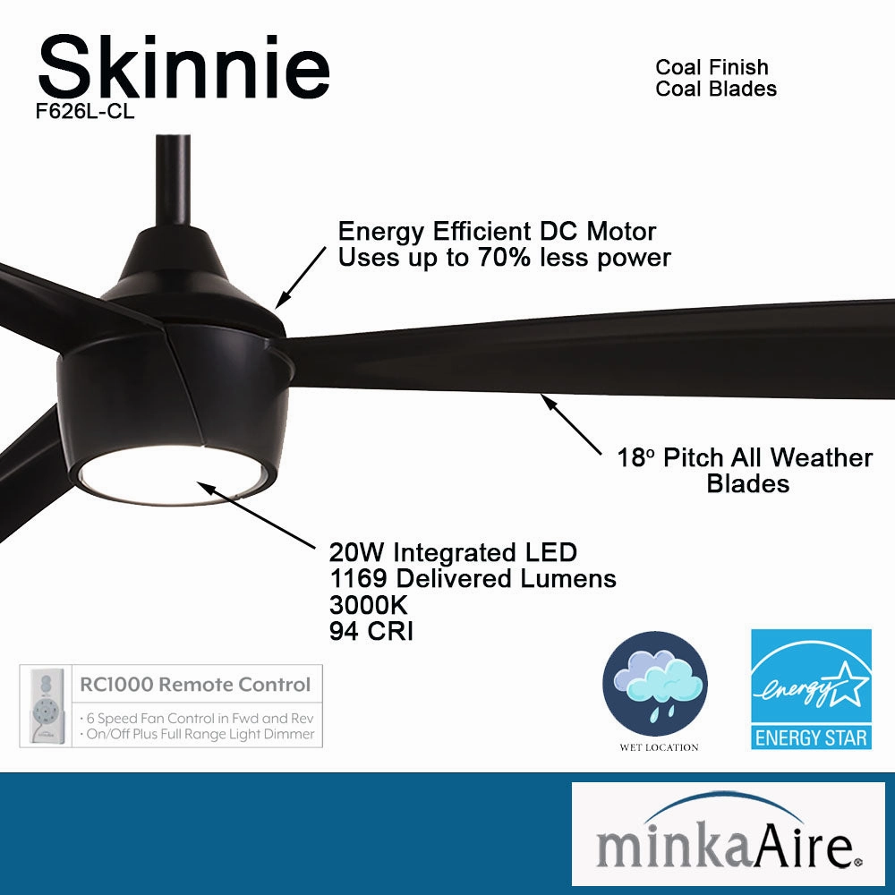 Skinnie 56"Ceiling Fan Coal