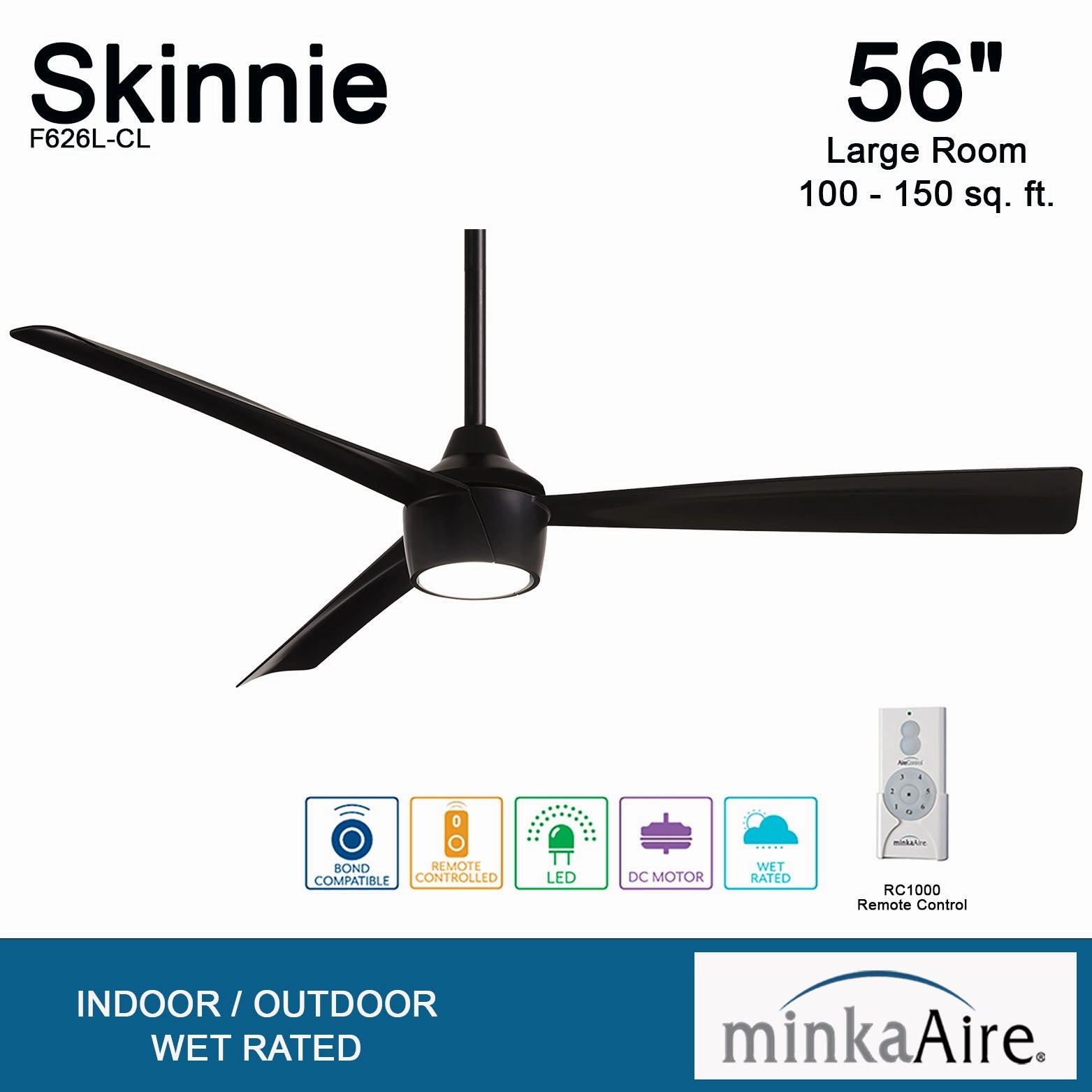 Skinnie 56"Ceiling Fan Coal