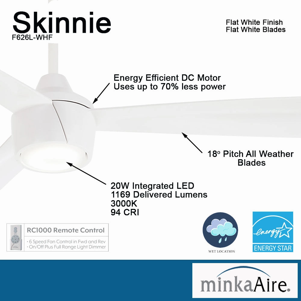 Skinnie 56"Ceiling Fan Flat White