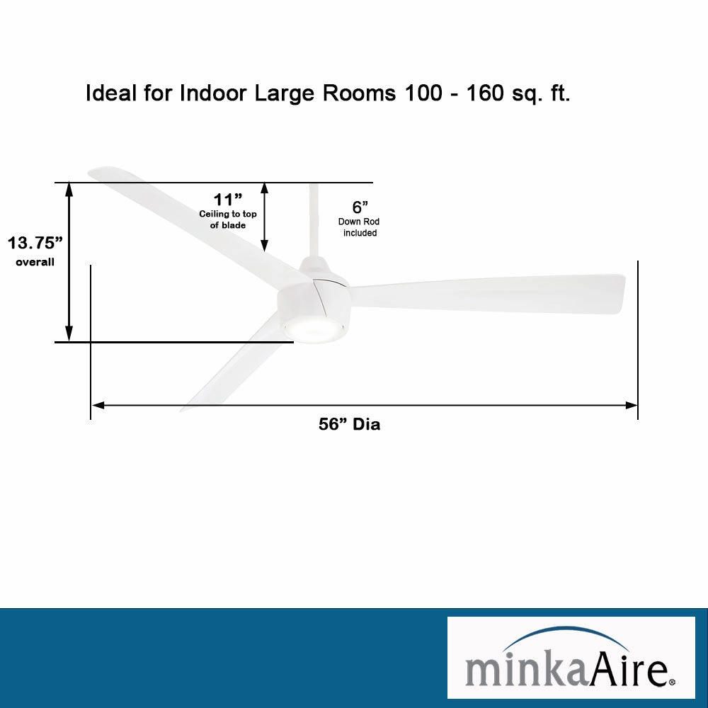 Skinnie 56"Ceiling Fan Flat White