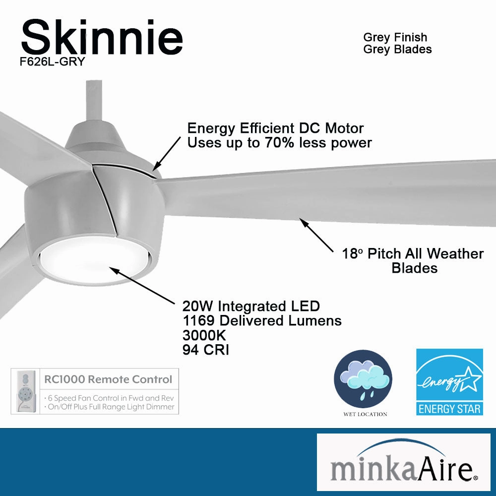 Skinnie 56"Ceiling Fan Grey