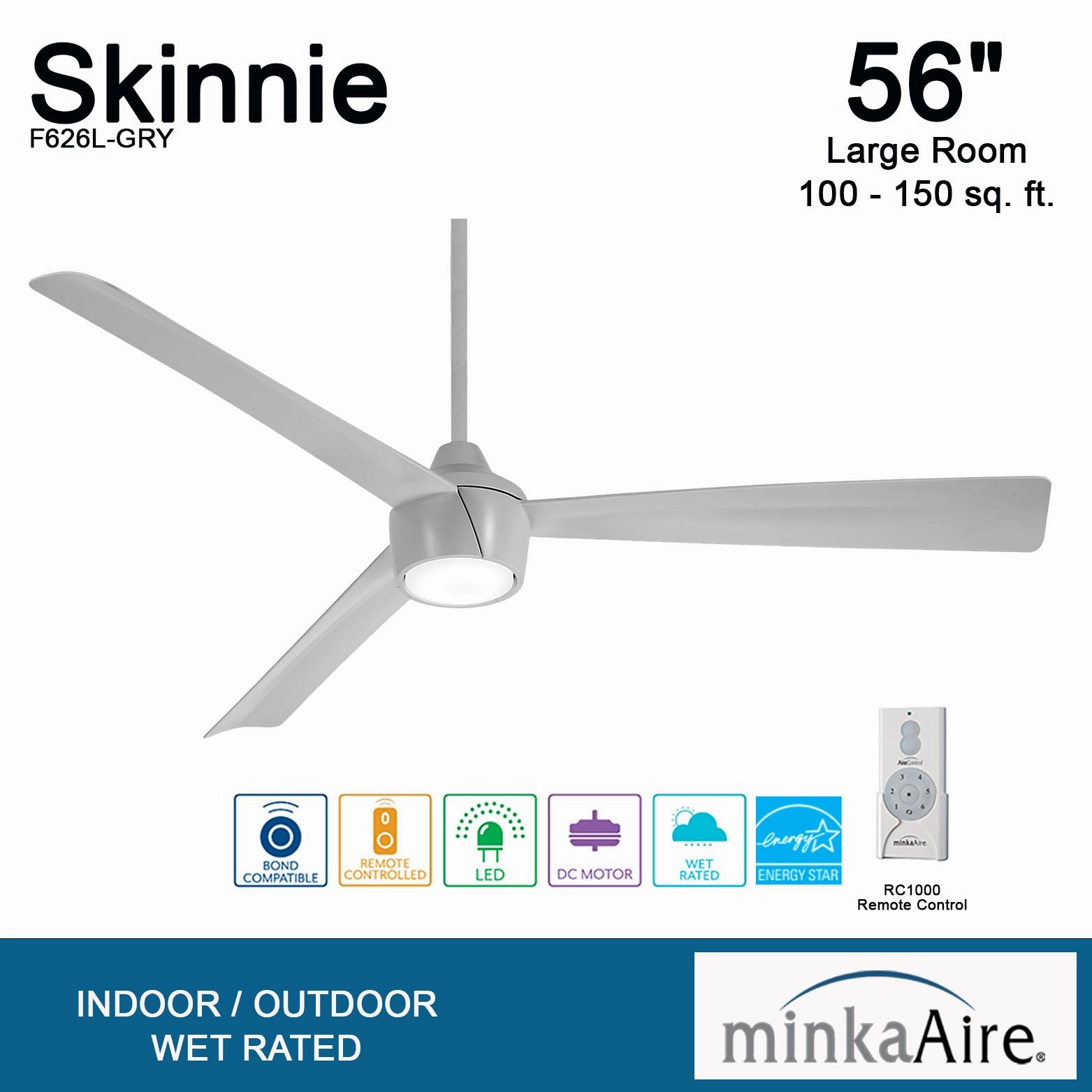 Skinnie 56"Ceiling Fan Grey