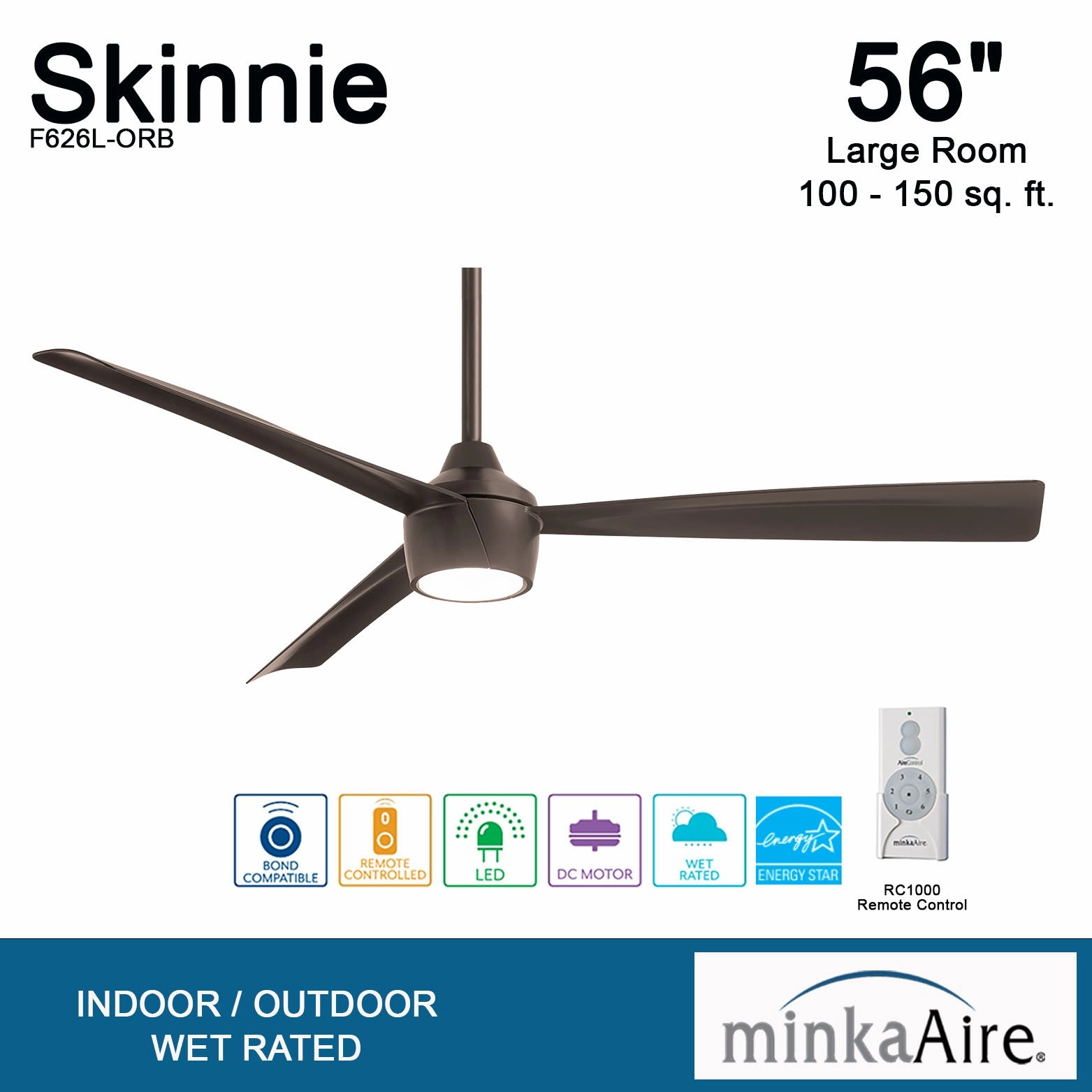 Skinnie 56"Ceiling Fan Oil Rubbed Bronze