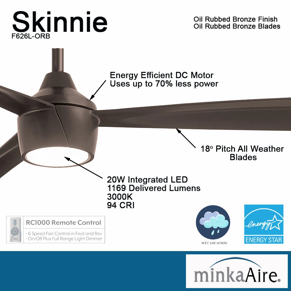 Skinnie 56"Ceiling Fan Oil Rubbed Bronze