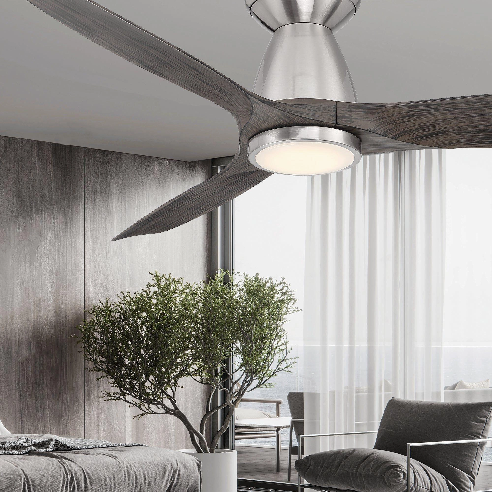 Skylark Indoor/Outdoor 3-Blade 54" LED Smart Flush Mount Ceiling Fan
