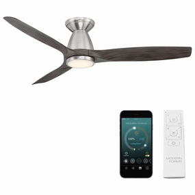 Skylark Indoor/Outdoor 3-Blade 54" LED Smart Flush Mount Ceiling Fan quiet ceiling fans with remote control