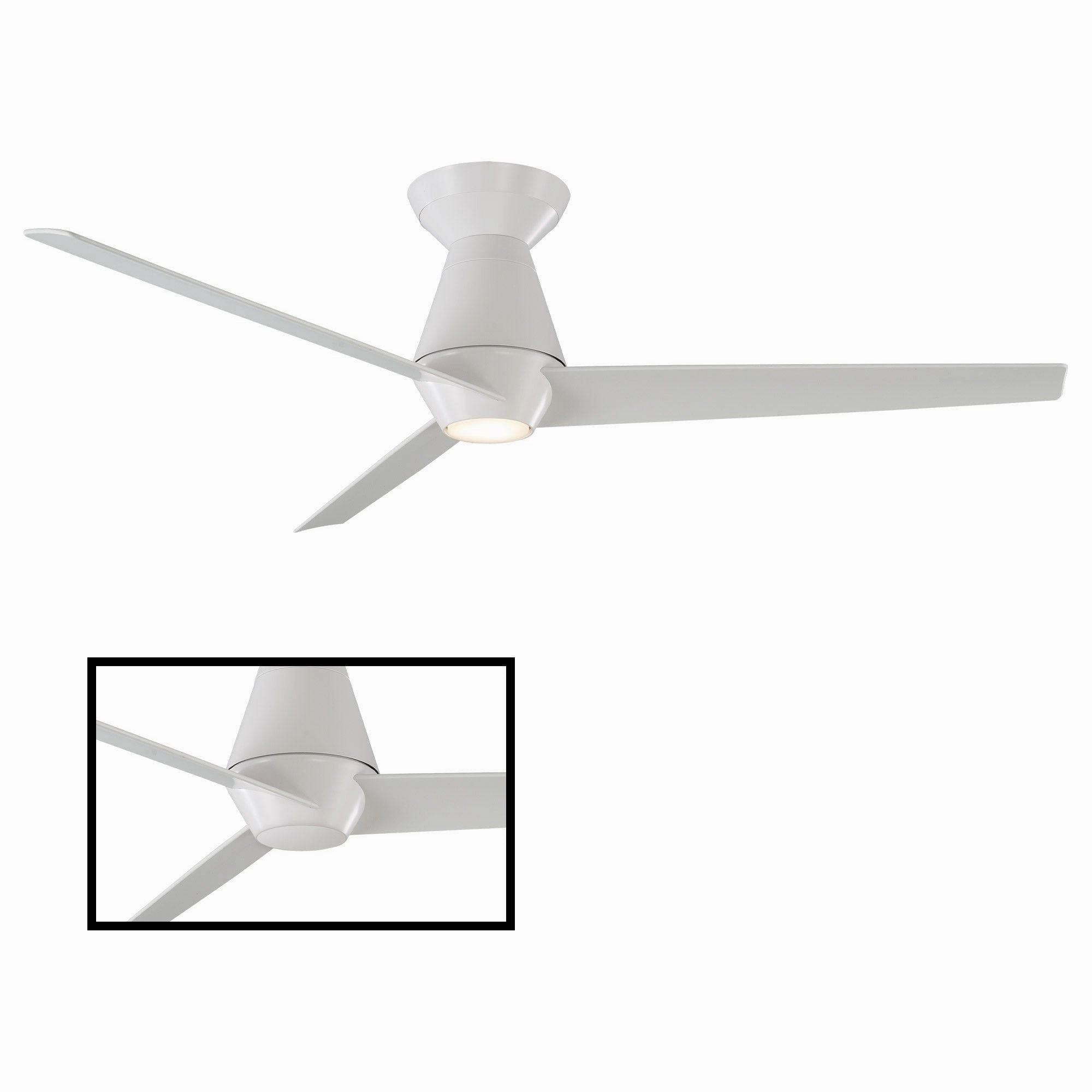Slim Indoor/Outdoor 3-Blade 52" Smart Flush Mount Ceiling Fan with LED Light Kit and Remote Control
