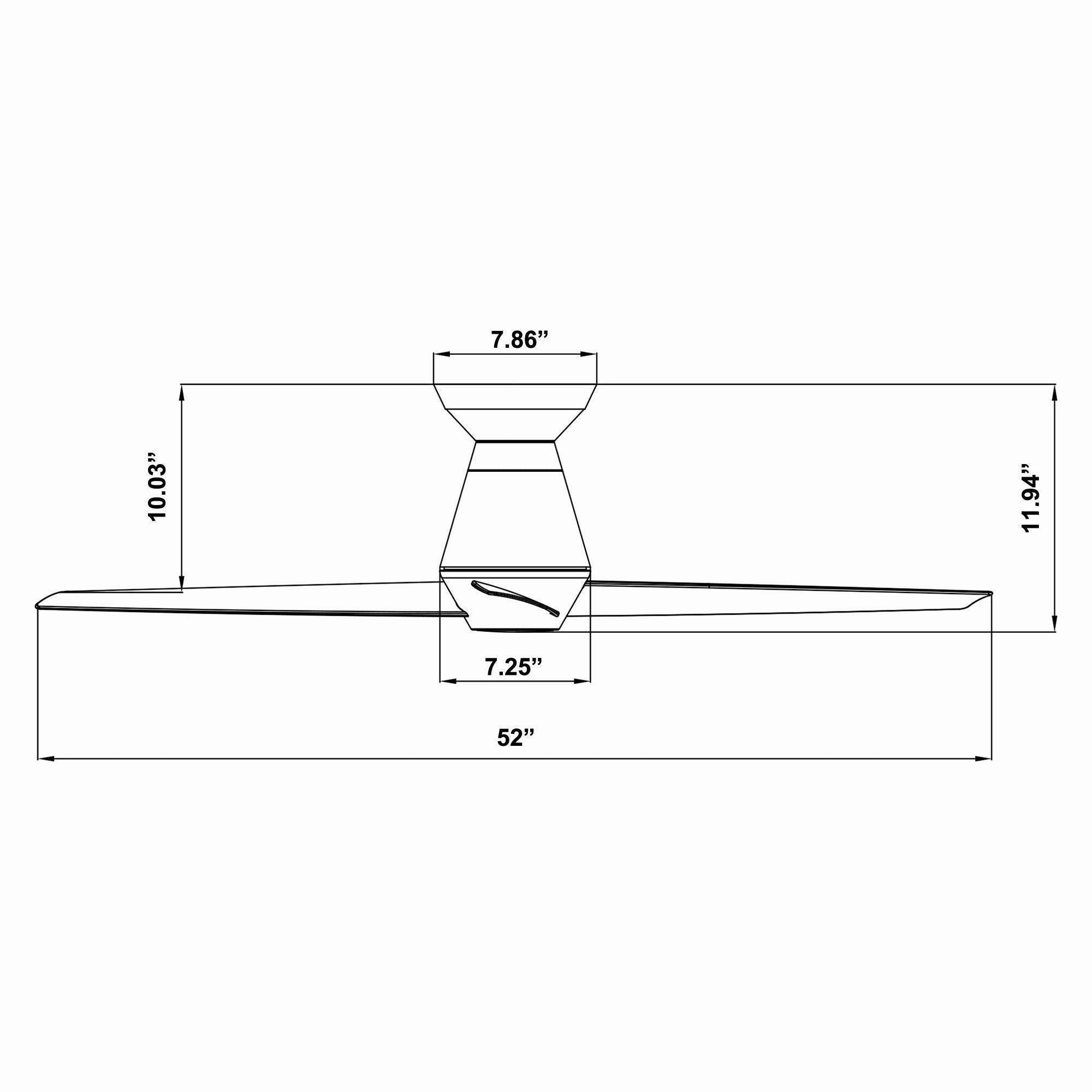 Slim Indoor/Outdoor 3-Blade 52" Smart Flush Mount Ceiling Fan with LED Light Kit and Remote Control
