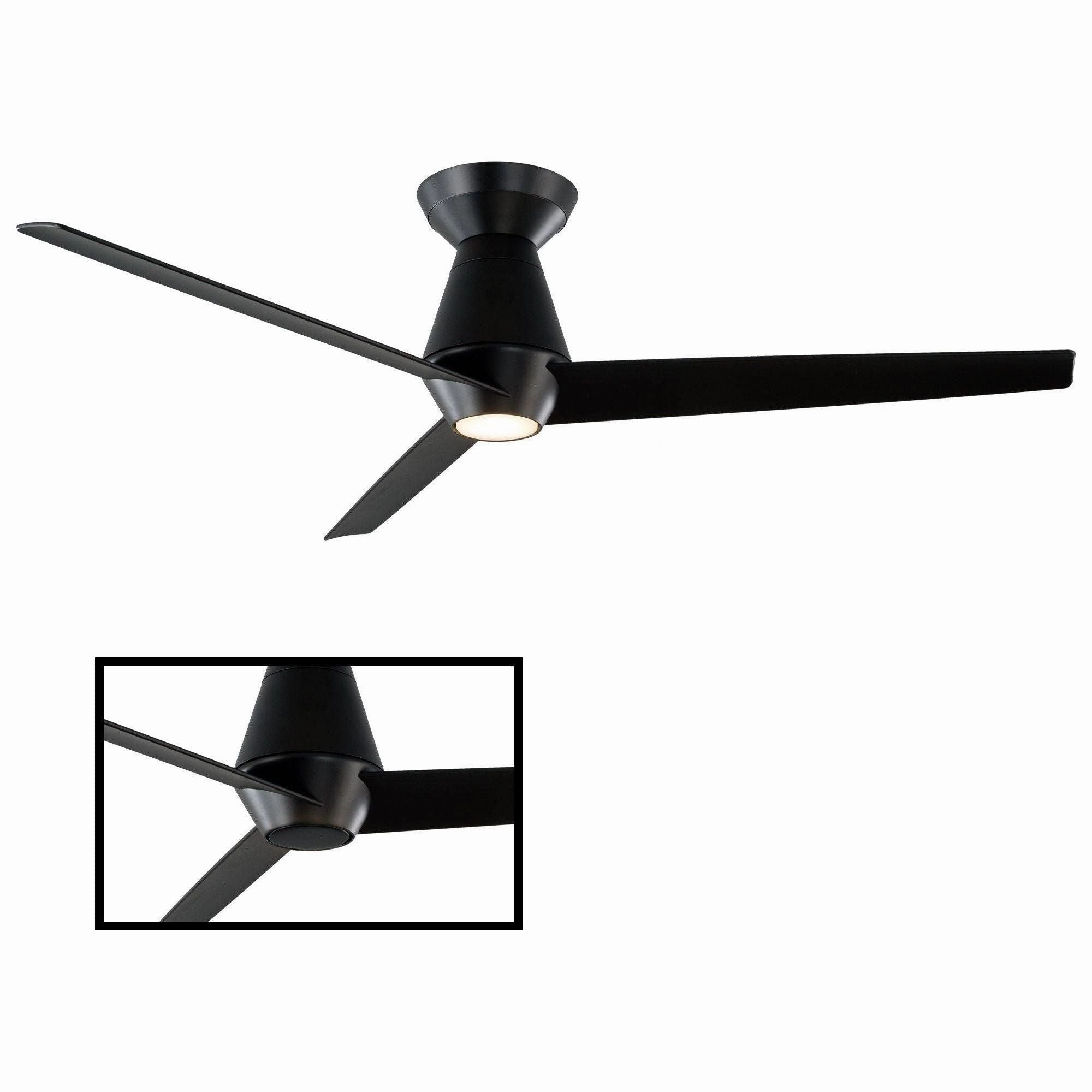 Slim Indoor/Outdoor 3-Blade 52" Smart Flush Mount Ceiling Fan with LED Light Kit and Remote Control