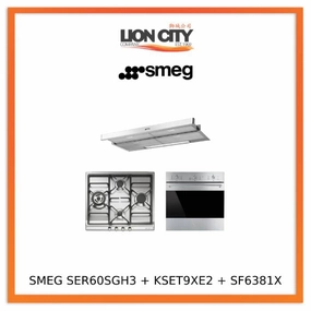 Smeg SER60SGH3 60cm Classic Gas Hob Stainless Steel   KSET9XE2 90cm Telescopic Hood with Stainless Steel   SF6381X Fan Assisted Oven 60cm Classica Aesthetic Effect Front Panel Bundle Deal standard all-purpose electric cooling fans