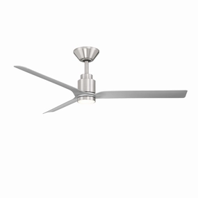 Smooth 52"Ceiling Fan Brushed Nickel/Silver outdoor exterior fans for patio cooling