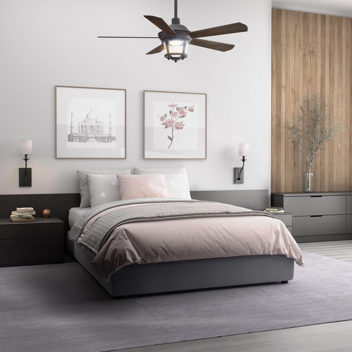 Smyrna 52"Ceiling Fan Forged Black