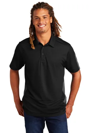 Sport-Tek Mens Active Mesh Moisture Wicking Short Sleeve Polo Shirt - Black/Grey Clothing Sport-Tek