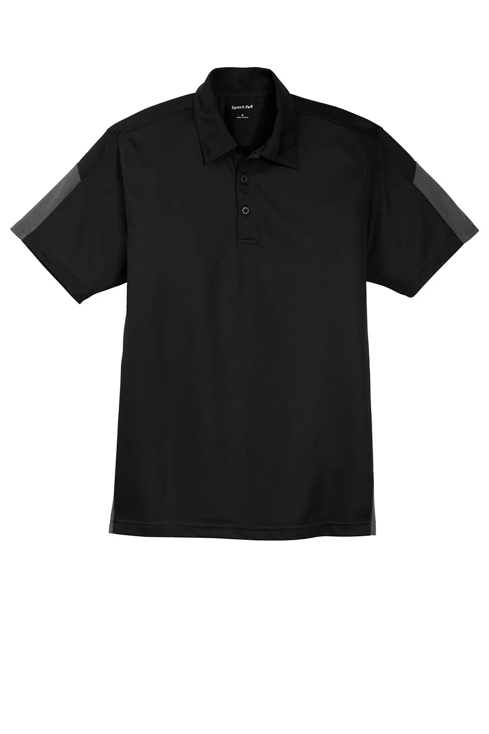 Sport-Tek Mens Active Mesh Moisture Wicking Short Sleeve Polo Shirt - Black/Grey Clothing Sport-Tek