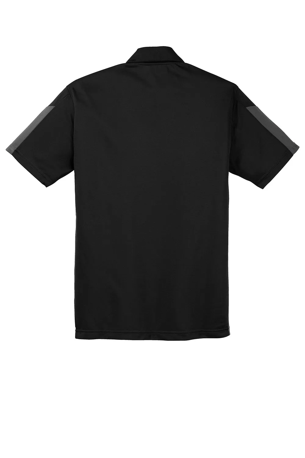 Sport-Tek Mens Active Mesh Moisture Wicking Short Sleeve Polo Shirt - Black/Grey Clothing Sport-Tek