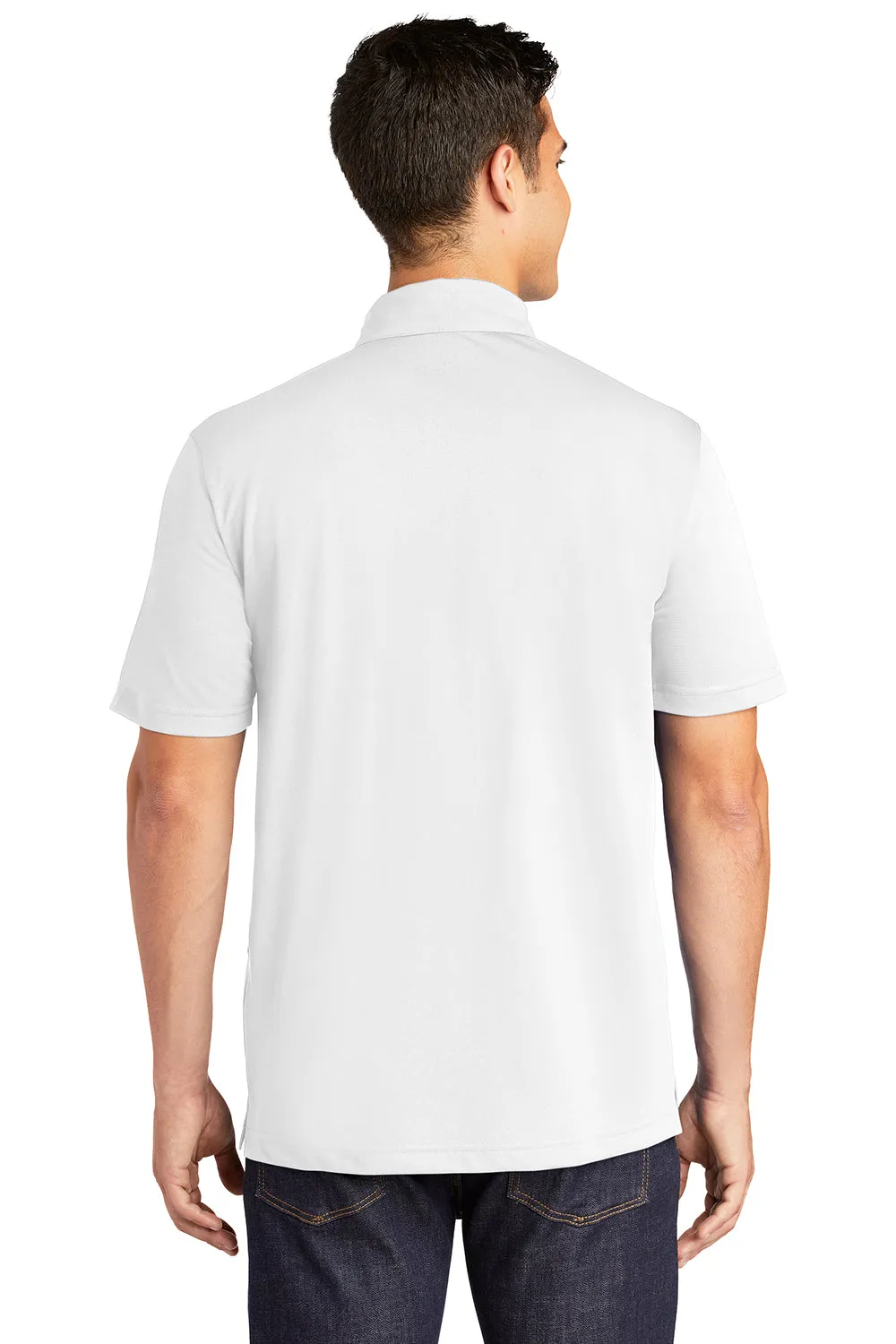 Sport-Tek Mens Active Mesh Moisture Wicking Short Sleeve Polo Shirt - White Clothing Sport-Tek