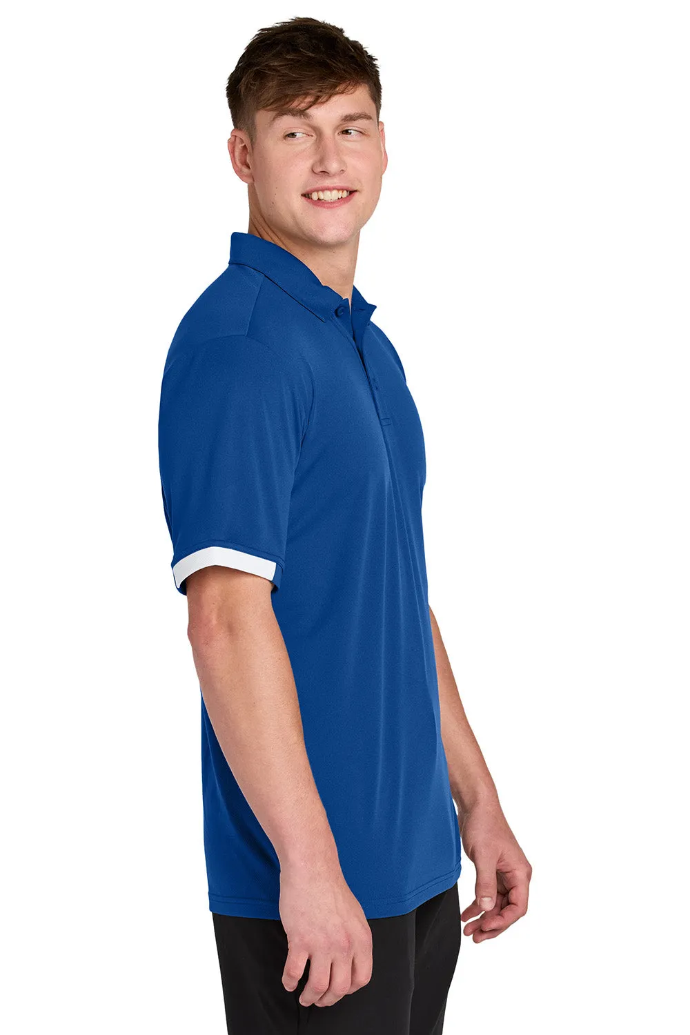 Sport-Tek Mens Club Colorblock Moisture Wicking Short Sleeve Polo Shirt - True Royal Blue/White Clothing Sport-Tek