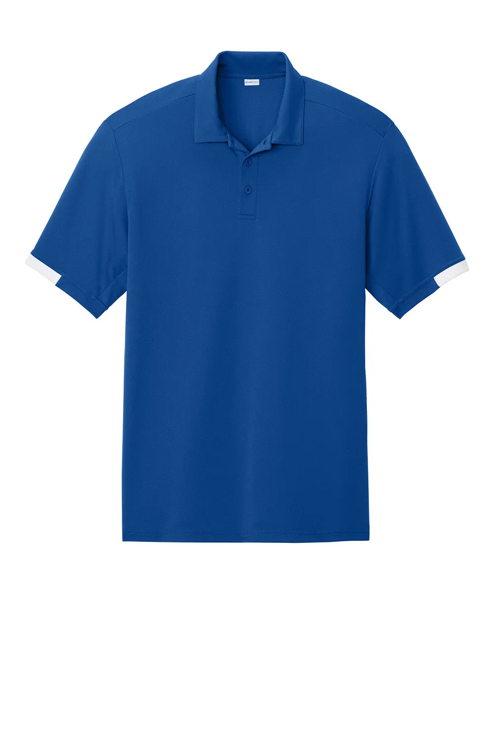 Sport-Tek Mens Club Colorblock Moisture Wicking Short Sleeve Polo Shirt - True Royal Blue/White Clothing Sport-Tek