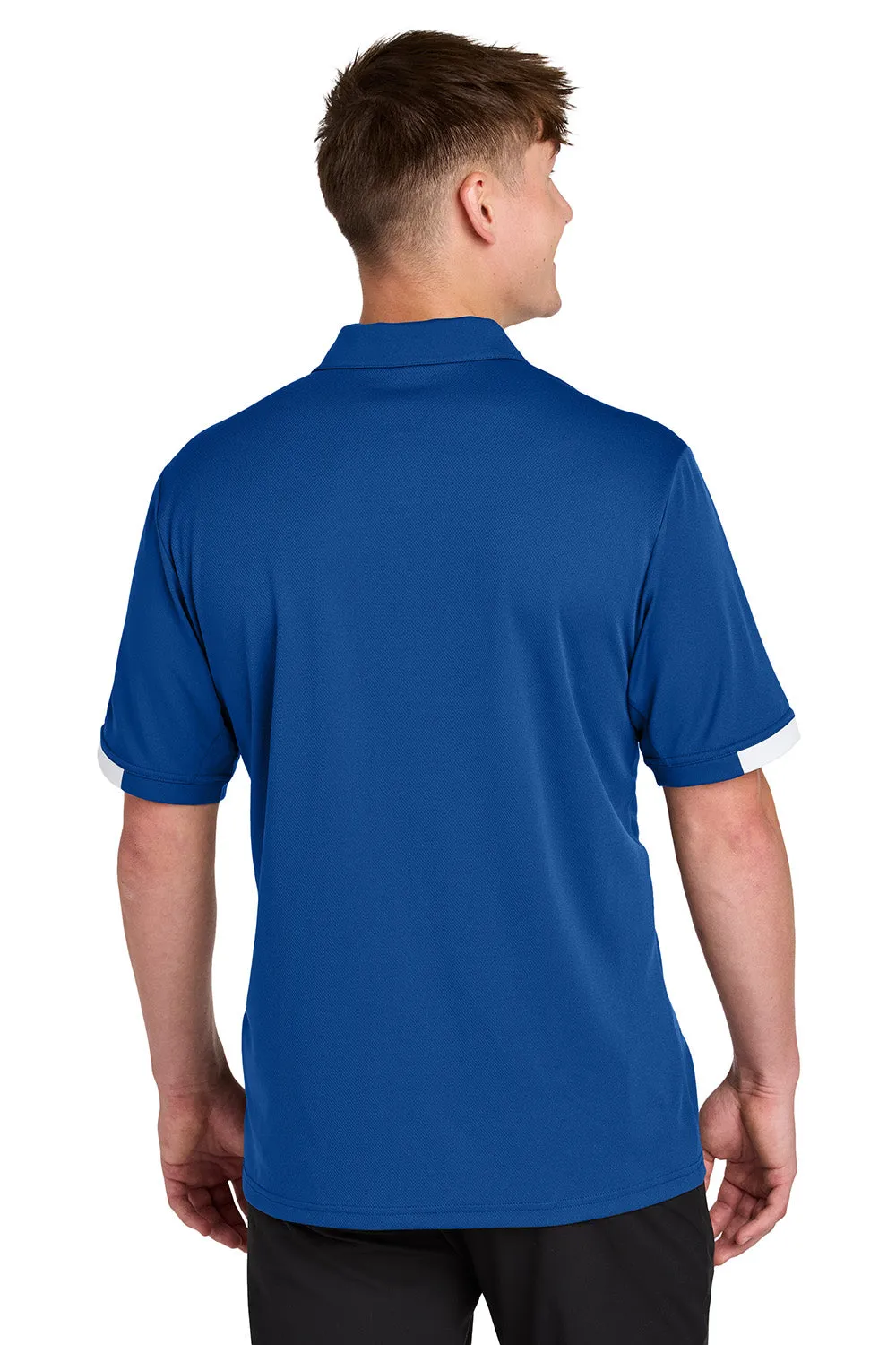 Sport-Tek Mens Club Colorblock Moisture Wicking Short Sleeve Polo Shirt - True Royal Blue/White Clothing Sport-Tek