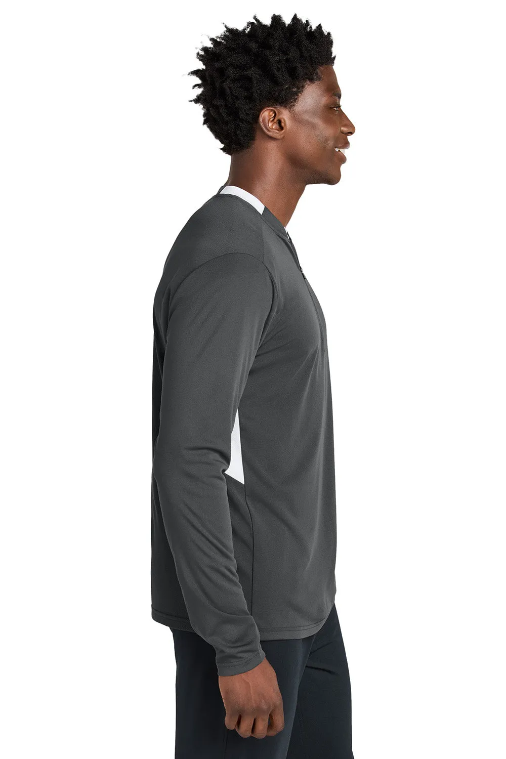 Sport-Tek Mens Club Moisture Wicking 1/4 Zip Sweatshirt - Iron Grey/White Clothing Sport-Tek