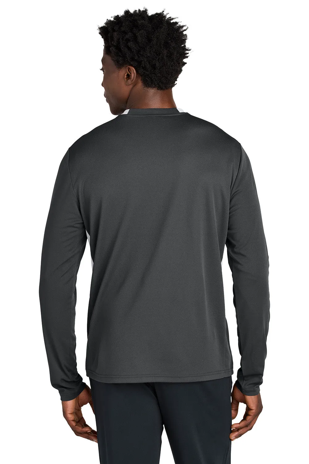 Sport-Tek Mens Club Moisture Wicking 1/4 Zip Sweatshirt - Iron Grey/White Clothing Sport-Tek