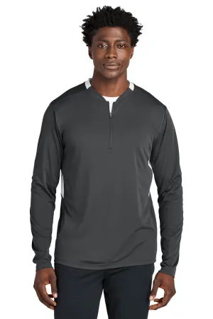 Sport-Tek Mens Club Moisture Wicking 1/4 Zip Sweatshirt - Iron Grey/White Clothing Sport-Tek