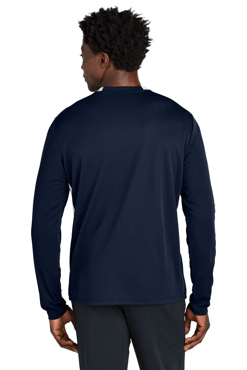 Sport-Tek Mens Club Moisture Wicking 1/4 Zip Sweatshirt - True Navy Blue/White Clothing Sport-Tek
