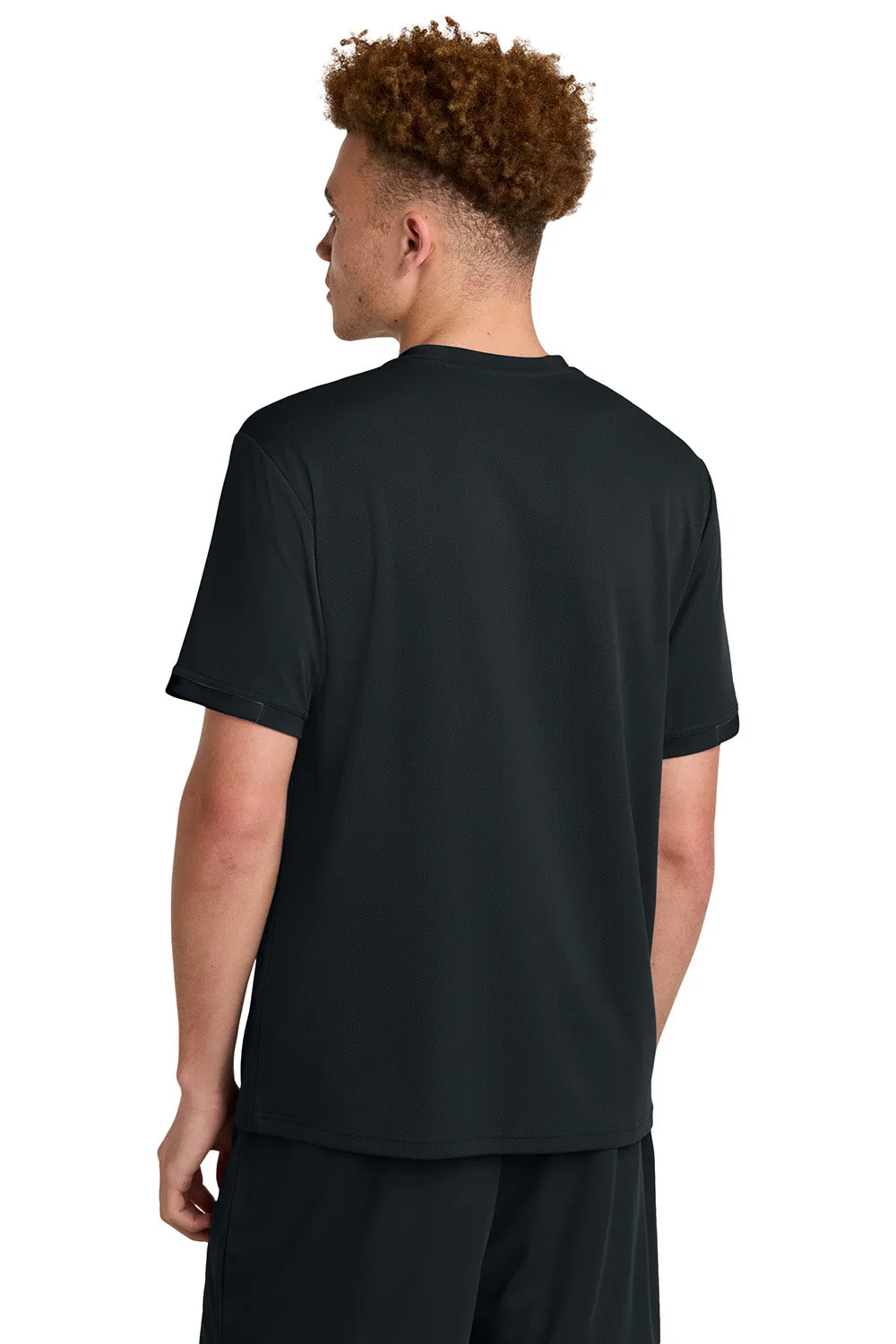 Sport-Tek Mens Club Moisture Wicking Short Sleeve Crewneck T-Shirt - Black/Black Clothing Sport-Tek