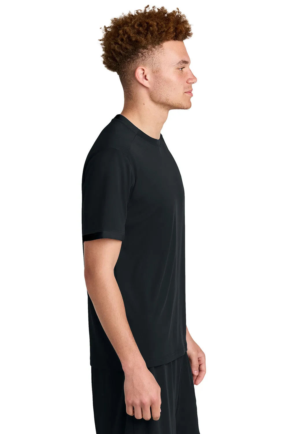 Sport-Tek Mens Club Moisture Wicking Short Sleeve Crewneck T-Shirt - Black/Black Clothing Sport-Tek