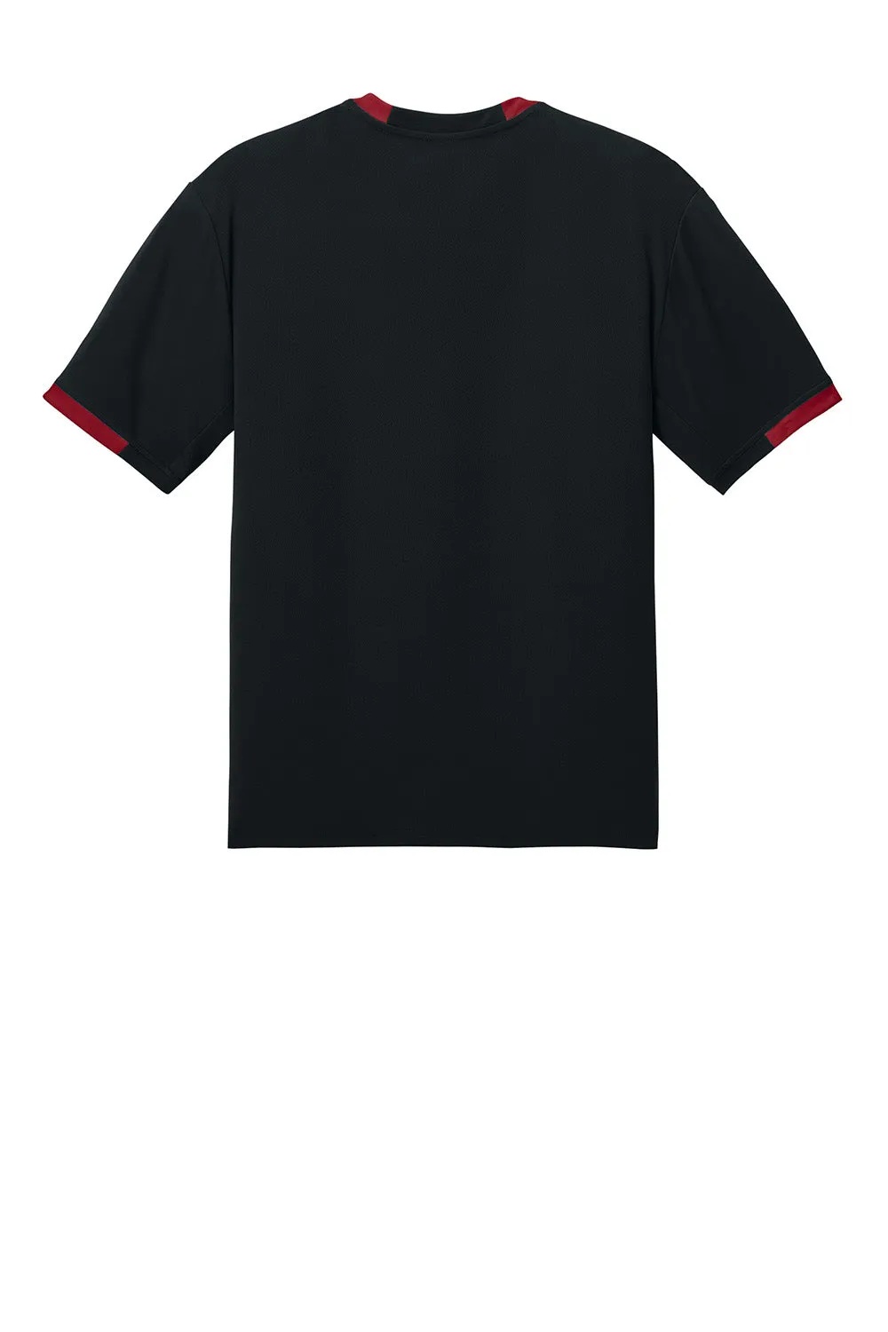 Sport-Tek Mens Club Moisture Wicking Short Sleeve Crewneck T-Shirt - Black/Deep Red Clothing Sport-Tek