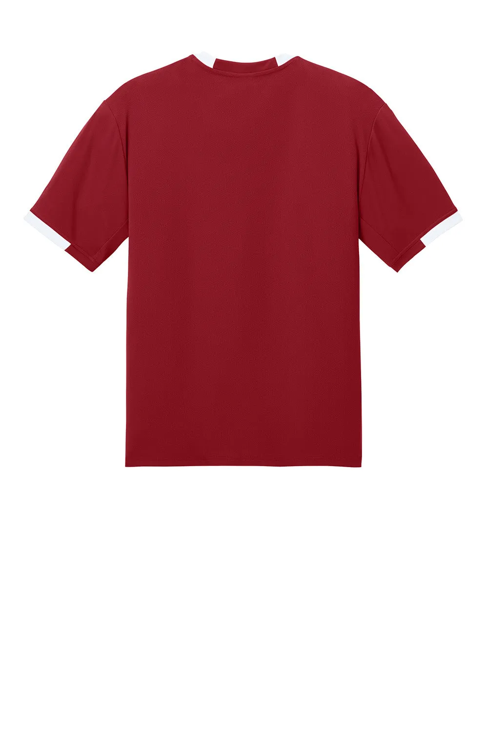 Sport-Tek Mens Club Moisture Wicking Short Sleeve Crewneck T-Shirt - Deep Red/White Clothing Sport-Tek