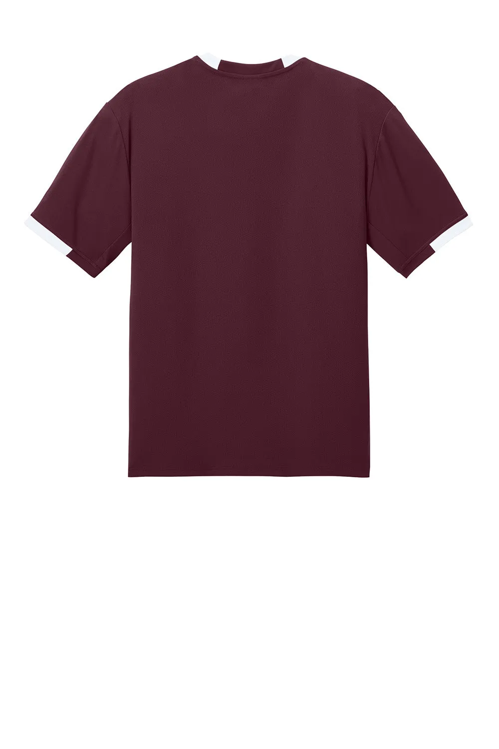Sport-Tek Mens Club Moisture Wicking Short Sleeve Crewneck T-Shirt - Maroon/White Clothing Sport-Tek