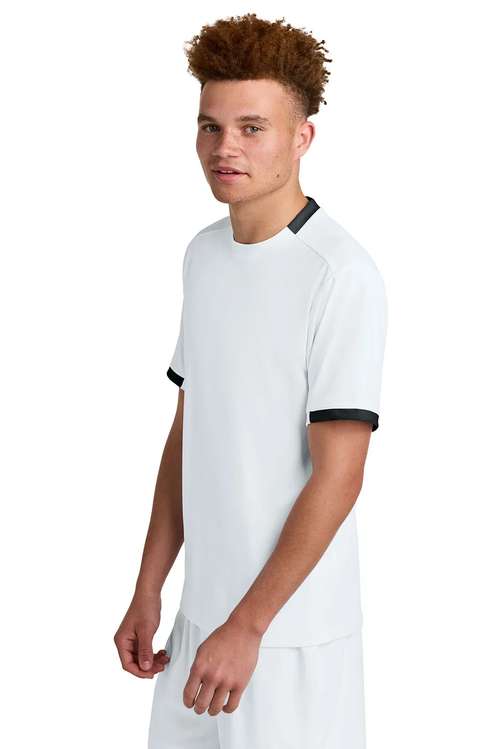 Sport-Tek Mens Club Moisture Wicking Short Sleeve Crewneck T-Shirt - White/Black Clothing Sport-Tek