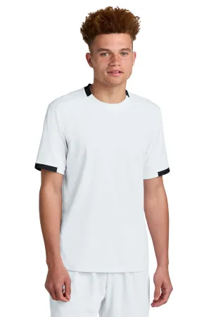 Sport-Tek Mens Club Moisture Wicking Short Sleeve Crewneck T-Shirt - White/Black Clothing Sport-Tek