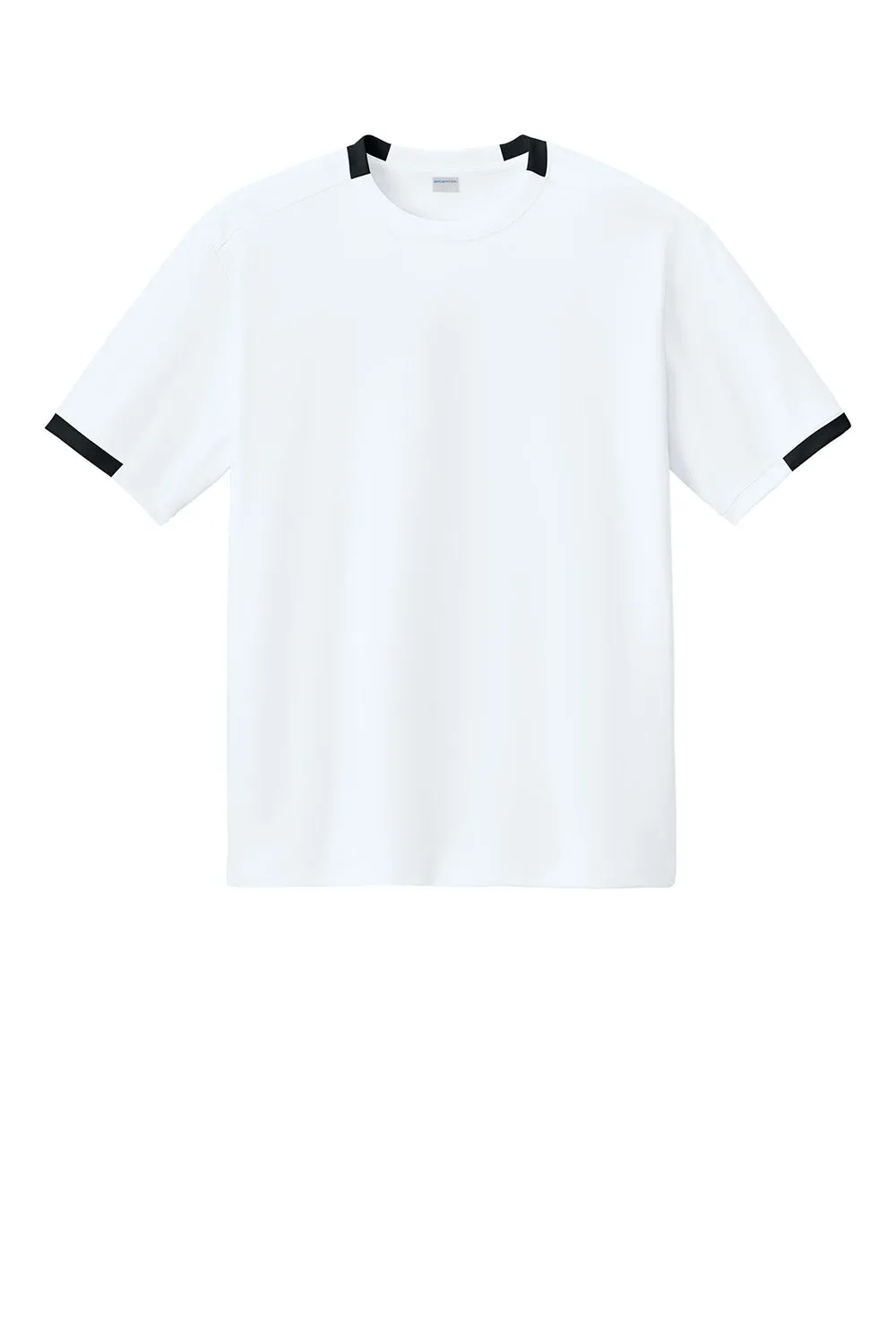 Sport-Tek Mens Club Moisture Wicking Short Sleeve Crewneck T-Shirt - White/Black Clothing Sport-Tek