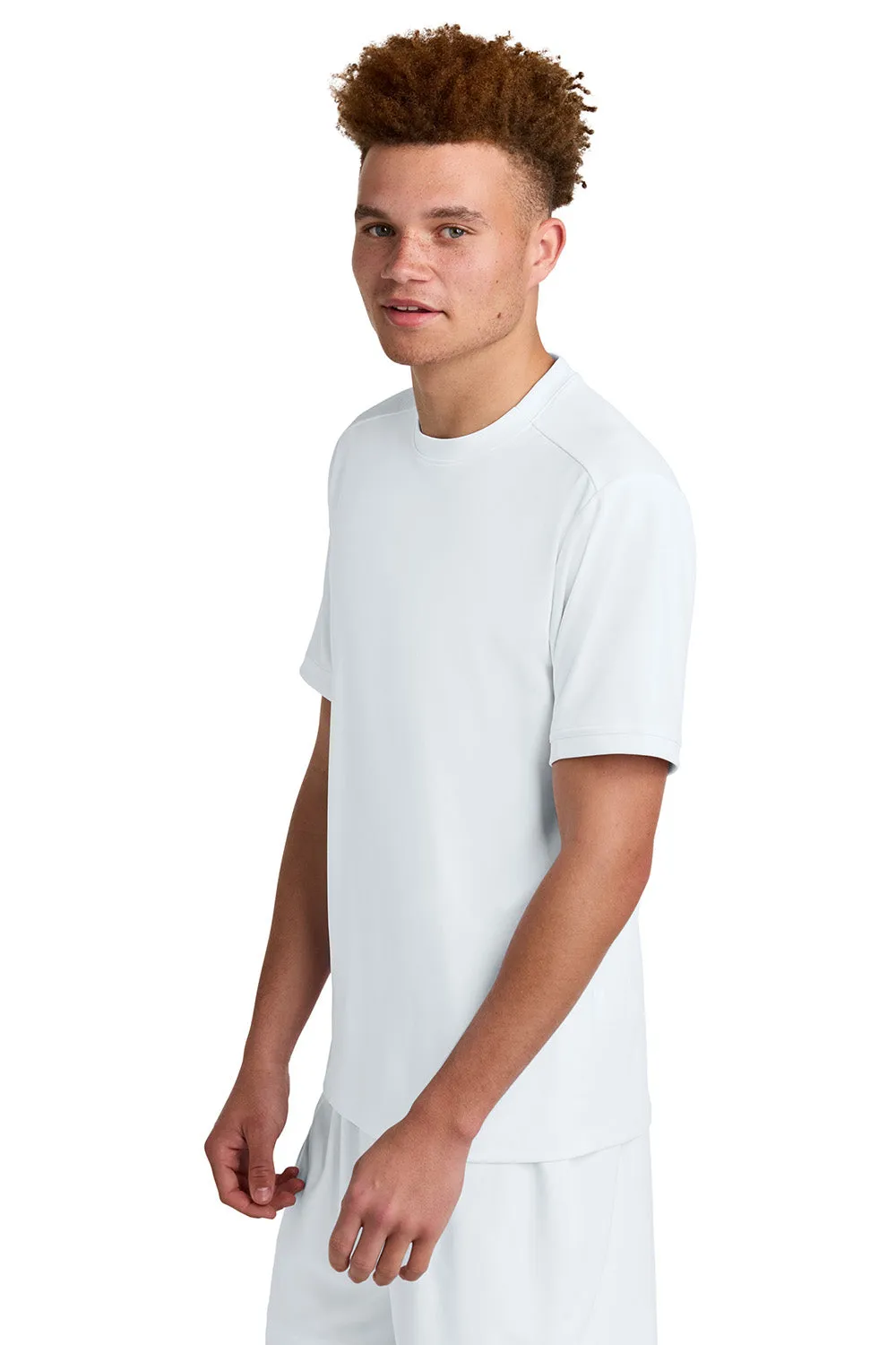 Sport-Tek Mens Club Moisture Wicking Short Sleeve Crewneck T-Shirt - White/White Clothing Sport-Tek
